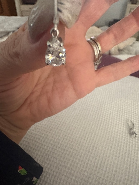 Jewelry - Sterling Silver Cubic Zirconia Drop Earrings - Clear 2kt total